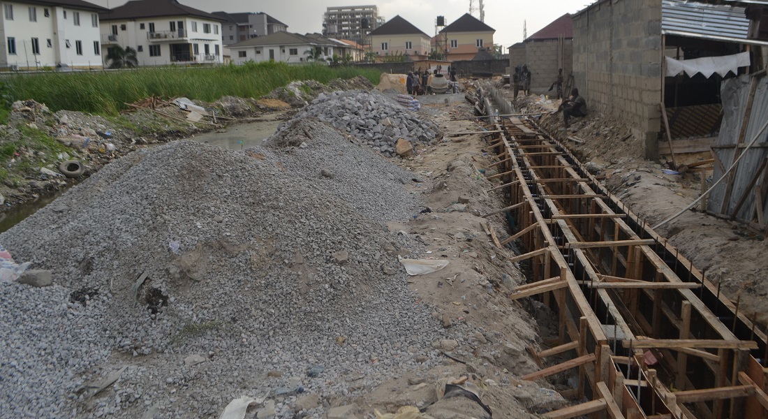 Construction of ongoing road and drainage at Ayodele Ayodeji Street ,  Lekki Peninsula Phase I.